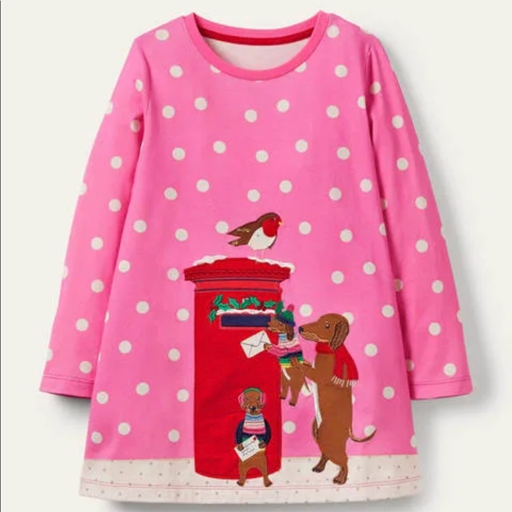 NWT Mini Boden Festive Scene Appliqué Tunic